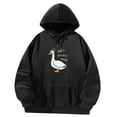 thumbnail image 4 of Sudadera con capucha y cordón ajustable, informal, negra, suave, con cordón ajustable L, 4 of 9
