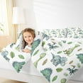 thumbnail image 3 of Feelyou Cartoon Dinosaur Queen Comforter Set, Cute Jungle Wildlife Bedding Sets, Palm Leaf Botanical Reversible Bedding Comforter Set, Ultra Soft Home Decor, 3pcs, 3 of 8