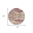 thumbnail image 3 of 5' X 5' Ivory And Pink Round Abstract Power Loom Non Skid Area Rug, 3 of 6