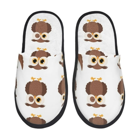 

Slippers for Women Men Simple Owl Print Warm Womens Mens House Shoes Bedroom Slippers Fuzzy Memory Foam Slippers Winter House Indoor Shoes Aesthetic Dorm Slippers