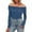 Blue, variant on Women's Off The Shoulder Long Sleeve Blouse Shirts Tops Slim Fitted Sexy Going Out Nightout Club Party Y2K