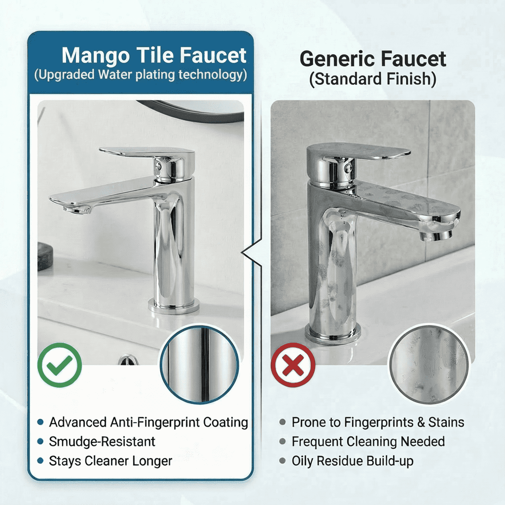 Mango Tile 304SUS Stainless Steel Chrome Bathroom Sink Faucets Faucet