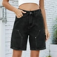 thumbnail image 6 of Vintage Knee Length Baggy Jorts with Pockets Cargo Shorts for Women High Waisted Y2k Streetwear Fashion Black Grey XL, 6 of 7