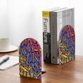 thumbnail image 5 of Susaid Vintage Audio Cassettes Print Wooden Bookends Decorative Book Ends for Shelves Heavy Books Holder Organizer Non-Slip Desk Book End for Kids Room Office School 1 Pairs, 5 of 8