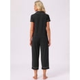 thumbnail image 5 of DARING DIVA Women's Capri Pajamas Short Sleeve Button Down Tops with Pants Set M Black, 5 of 7