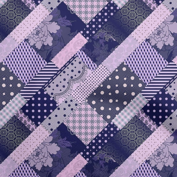 oneOone Polyester Spandex Medium Blue Fabric Asian Floral With Dot Mix Sewing Material Print Fabric By The Yard 56 Inch Wide