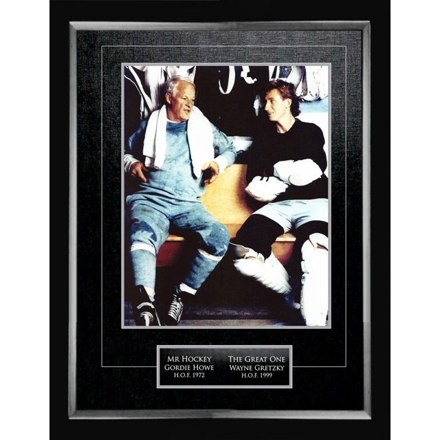 Wayne Gretzky & Gordie Howe Dual Photo Display – Framed 11x14 Collector Tribute – Hockey Legends Memorabilia Wall Art Collectible (24" by 20")