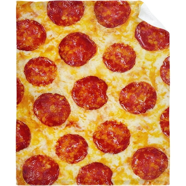LHSHID Novelty Realistic Pizza Flannel Throw Blanket Food Blanket Pizza Soft Pepperoni Pizza Blanket Lightweight Plush for Couch Bed Sofa Car Funny Blankets 30"x40"
