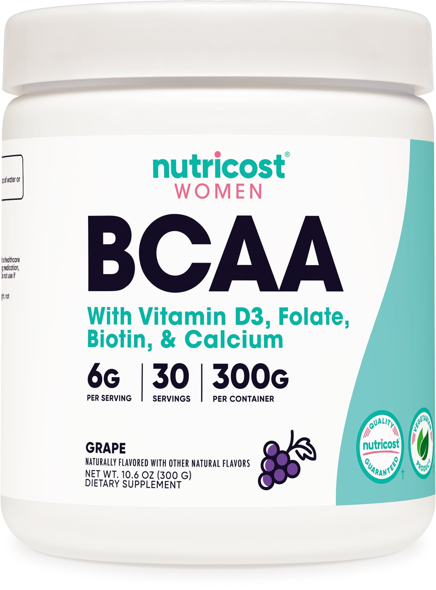 Nutricost BCAA Powder for Women (Grape) 30 Servings - Amino Acids