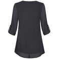 thumbnail image 3 of Lumento 3/4 Roll-up Sleeve Blouses for Womens Solid Color Casual Loose Crew Neck Tunic Shirts Office Business Blouse Pullover Tops, 3 of 3