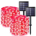 thumbnail image 1 of Guirnalda de luces solares para exteriores JMEXSUSS, paquete de 2 unidades, 33 pies, 100 LED, rojas, impermeables, 1 of 8