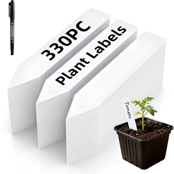 CCOCC 330Pcs Plant Labels with Marker Pen,4" Plant Tags for Garden Waterproof,Reusable Plastic Plant Markers Garden Labels for Seedlings,Vegetables,Flowers,Gardening Organization Kit