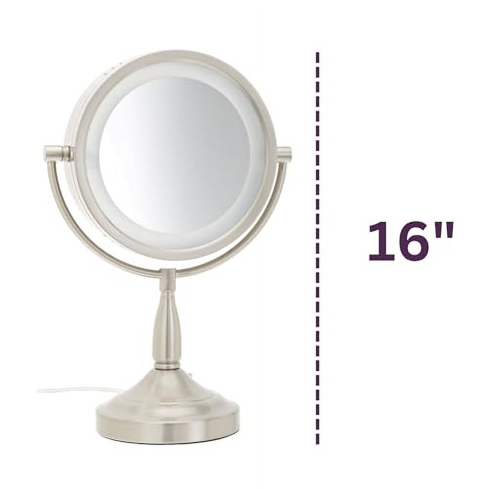 Jerdon 8.5" Diameter Lighted Makeup Mirror, 7X-1X Magnification, Nickel Finish-Model LT856N - image 4 of 6