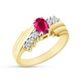 thumbnail image 3 of Oval Shape Natural Diamond And Simulated Ruby In 14K Yellow Gold Over 925 Sterling Silver Ring Size 6, 3 of 4