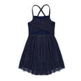 thumbnail image 3 of Venjoe Kids Girls Glittery Crisscross Ballet Leotard Lyrical Dance Dress Skating Performance Costume Navy Blue 14, 3 of 4