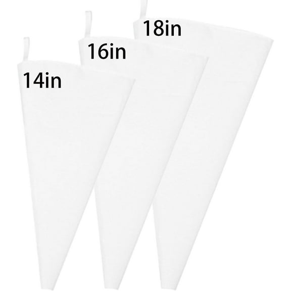 3 Different Sizes of Reusable Piping Bags, 14, 16, 18 Inch, Cake Piping Bags, Baked Dessert Frosting Bags, Non-Slip Pastry Bags (White)