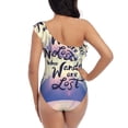 thumbnail image 5 of Rateoe Not All Those Who Wander Are Lost Pattern Women One Piece Swimsuits Tummy Control One Shoulder Bathing Suits Ruffle Swimwear-Medium, 5 of 6