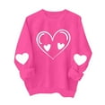 thumbnail image 4 of SERTG Womens Round Neck Valentine Heart Print Hoodless Sweatshirt Fashion Casual Long Sleeve Spring Fall Pullover Blouses Tops(Hot Pink#1,L), 4 of 9