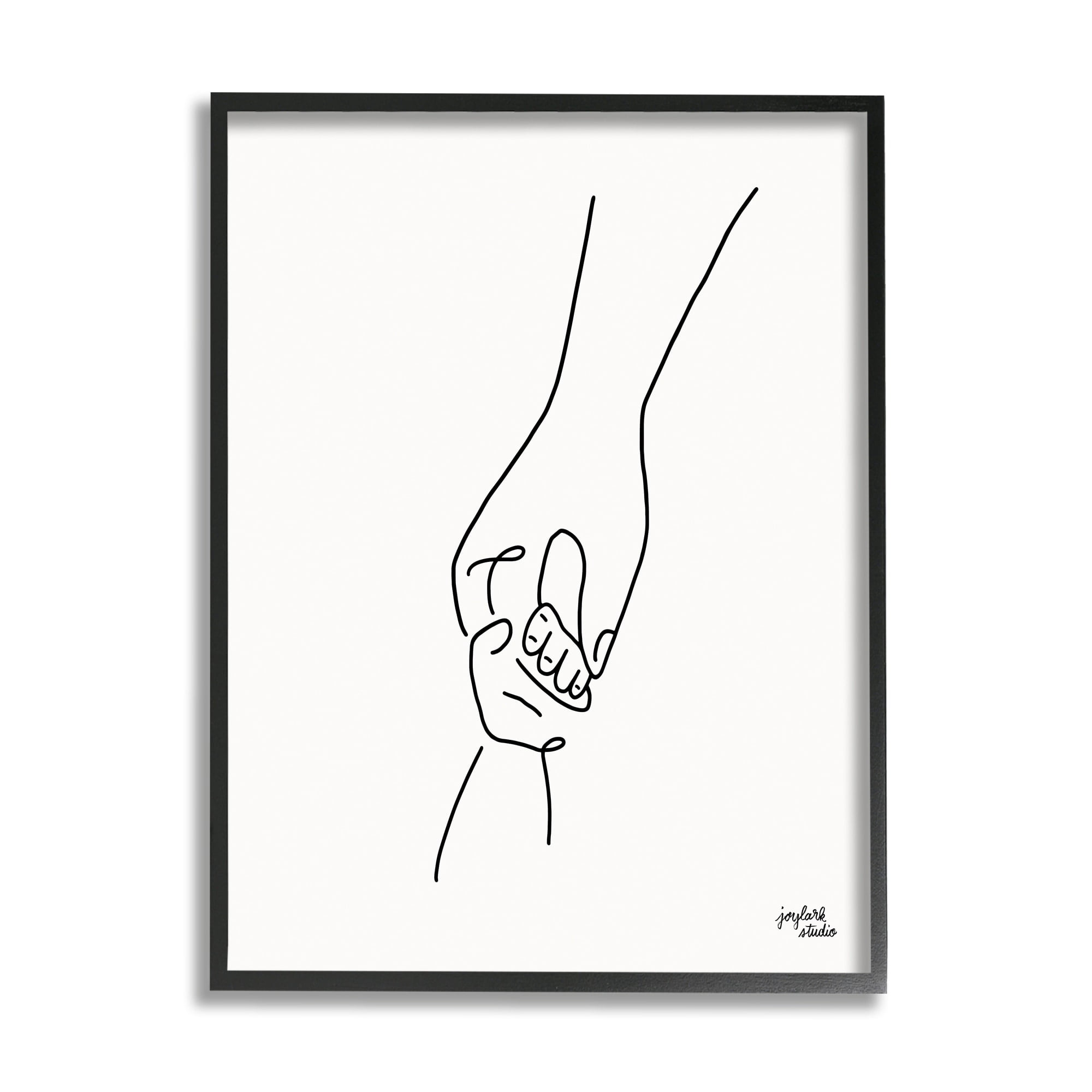 Stupell Industries Parent & Child Holding Hands Family Line Doodle Graphic Art Black Framed Art Print Wall Art, Design by Jess Baskin