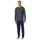 thumbnail image 2 of SCHIESSER Pijama de hombre, largo - Casual Essentials, algodón, cuello redondo Azul/Gris 3XL (XXX-Large), 2 of 6
