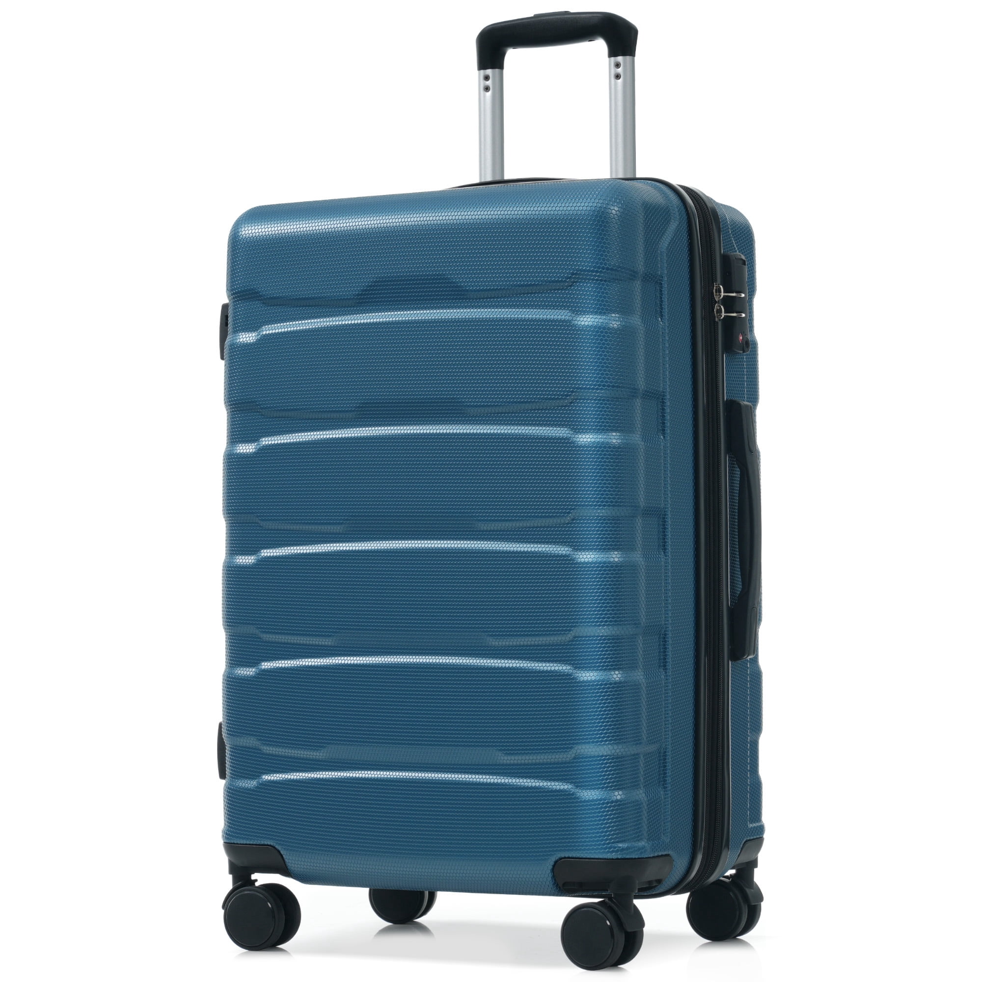 Euroco 24" Expandable Checked Luggage, ABS Hardshell Medium Suitcase with Spinner Wheels,TSA Lock, Lightweight Durable Travel Luggage for Men Women,Blue