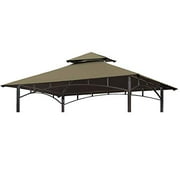 Eurmax USA 5FT x 8FT Double Tiered Replacement Canopy Grill BBQ Gazebo Roof Top Gazebo Replacement Canopy Roof?Cocoa?