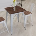 thumbnail image 3 of Merrick Lane 23.5 Silver Steel Indoor Contemporary Table With Square Walnut Rustic Wood Top, 3 of 10