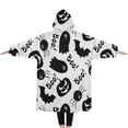 thumbnail image 2 of Oversized Wearable Blanket Hoodie,Halloween Black Ghosts Bats and Pumpkins Sherpa Blanket Hoodie with Super Pockets,Super Warm Fuzzy Pullover for Women & Men, 2 of 6