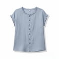thumbnail image 5 of UAMVSH Womens Cotton Linen Tank Tops Cute Ruffle Sleeveless T-Shirt Going Out Casual Button Down Shirt Trendy Summer Clothes, 5 of 5