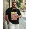 thumbnail image 5 of Men's T-Shirt Mountain River Retro Abstract Illustration Short Sleeve Casual Tee Classic Crew Neck T-Shirt for Men, S, 5 of 7