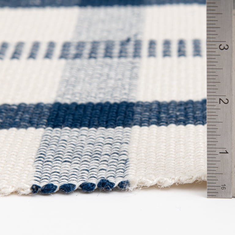 Mainstays Blue Plaid Outdoor Layering Rug, 24" x 36" photo 4