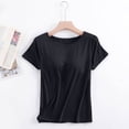 thumbnail image 2 of Womens Short Sleeve Tops Built in Bra Summer Basic T Shirts Crew Neck Fitted T-Shirt Tee, 2 of 5
