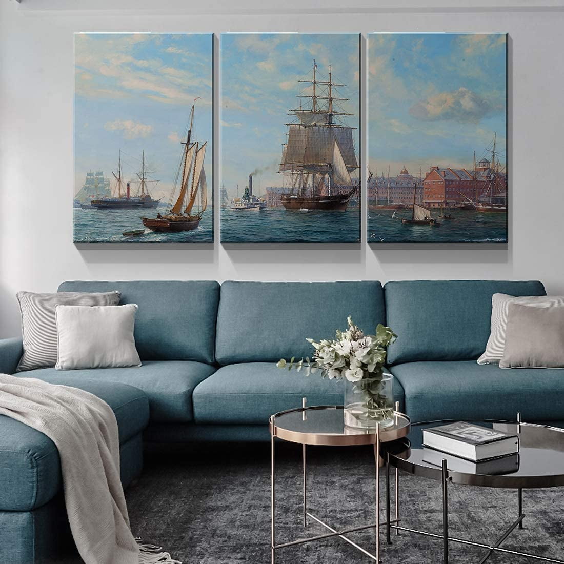 3 Panel Canvas Wall Art Prints - Big Sail Boat on Ocean 3 Panel Canvas Wall Art Prints - Big Sail Boat on Ocean