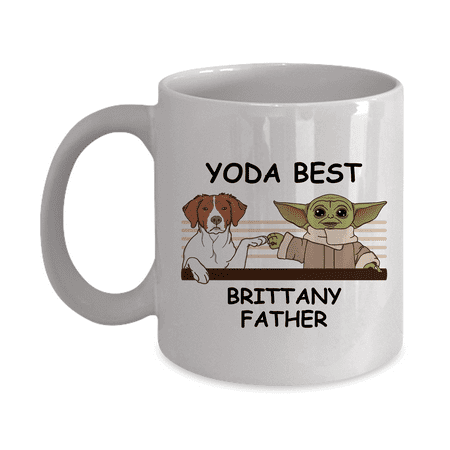 

Yoda Best Brittany Papa - Novelty Gift Mugs for Dog Lovers - Co-Workers Birthday Present Anniversary Valentines Special Occasion Dads Moms Family Christmas - 11oz Funny Coffee Mug