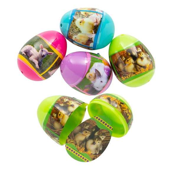 Filled Baby Animal Sticker Easter Eggs - Party Supplies - 24 Pieces