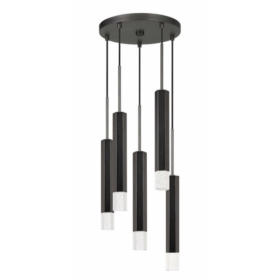 Cal Lighting 5-Light Aluminum Pendant with Glass Diffuser in Gunmetal Gray