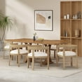 thumbnail image 2 of GDF Studio Ladieu Fabric Upholstered Wood 7 Piece Dining Set, Light Ash and Almond, 2 of 12
