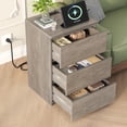 thumbnail image 6 of Homfa 3 Drawers Nightstand Set of 2 with Charging Station, Modern End Side Table for Living Room, Wooden Storage Table for Bedroom, Wash Gray, 6 of 8