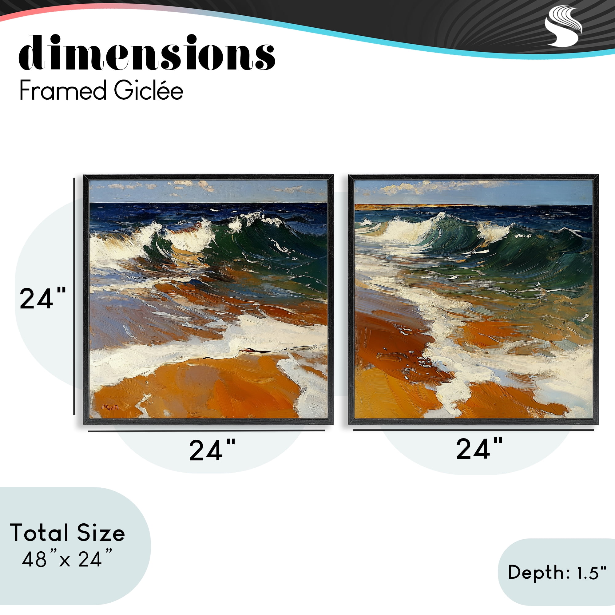 Stupell Industries Glassy Coastal Break 2 Piece Black Framed Giclee Art Set, design by Walker Noble