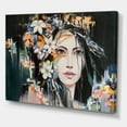 thumbnail image 3 of Designart ' Portrait Of A Young Woman With Flowers I ' Modern Canvas Wall Art Print, 3 of 4