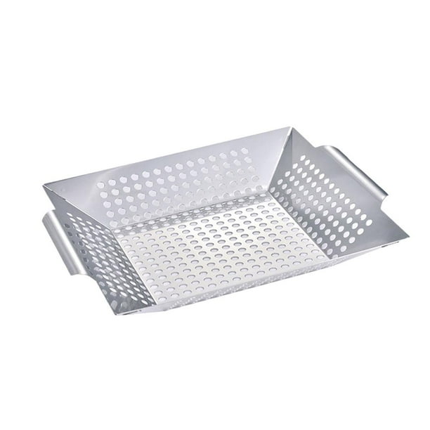 Cesta para parrilla perforada para asar verduras y pescado al aire libre S acero inoxidable