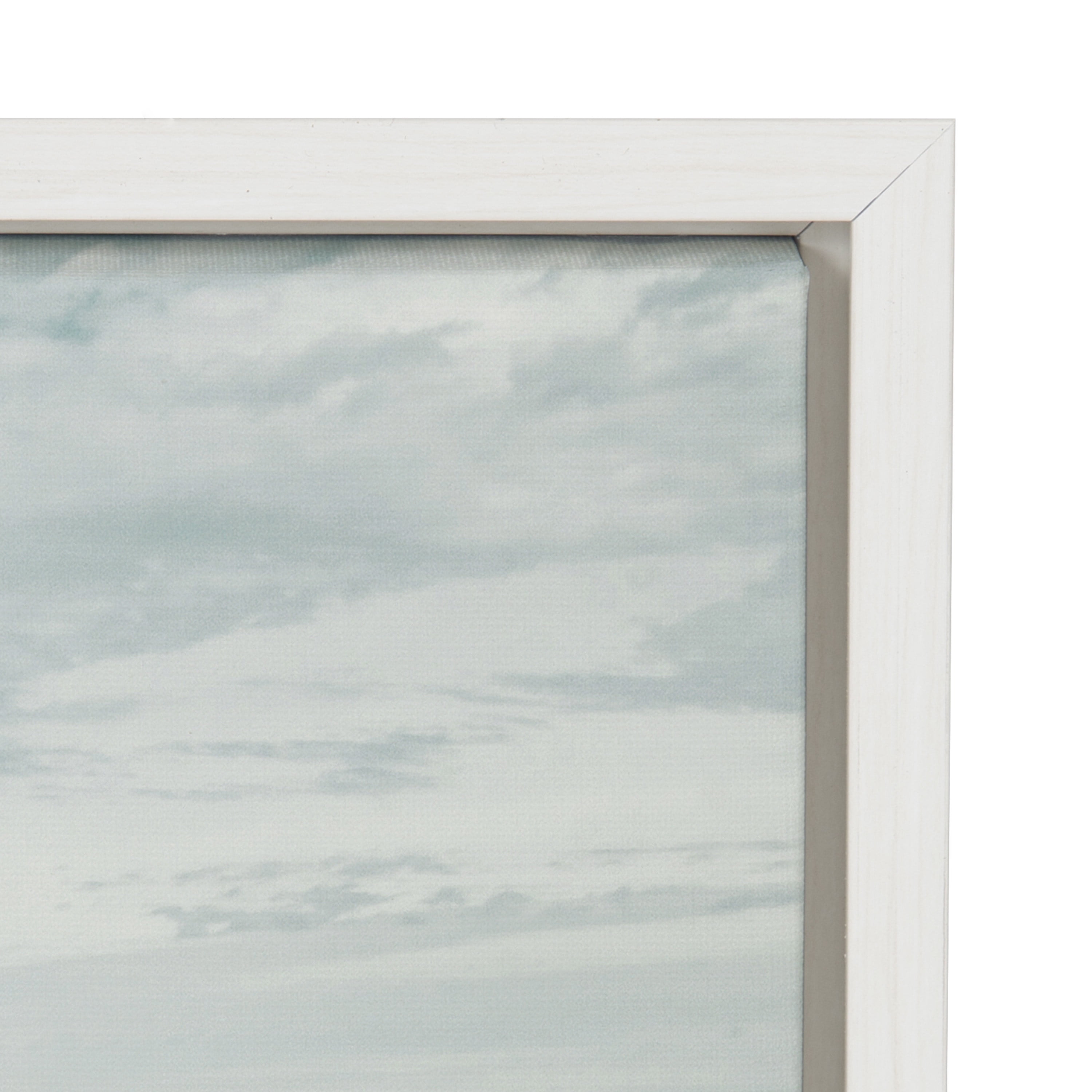 Kate and Laurel Sylvie Beach 2 Framed Canvas Wall Art by Emiko and Mark Franzen of F2Images, 28x38 White, Decorative Coastal Art Print for Wall