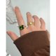 thumbnail image 2 of Anillo abierto estilo coreano de lujo con diseño de luz de nicho, color verde oliva brillante, plata esterlina S925 para mujer, 2 of 6