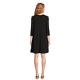 thumbnail image 3 of Time and Tru Women's Rib Knit Dress with 3/4-Length Sleeves, Sizes XS-XXXL, 3 of 5