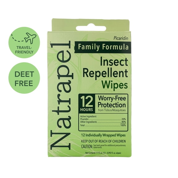 Natrapel Tick & Insect Repellent 12-Hour Wipes, 12 Count