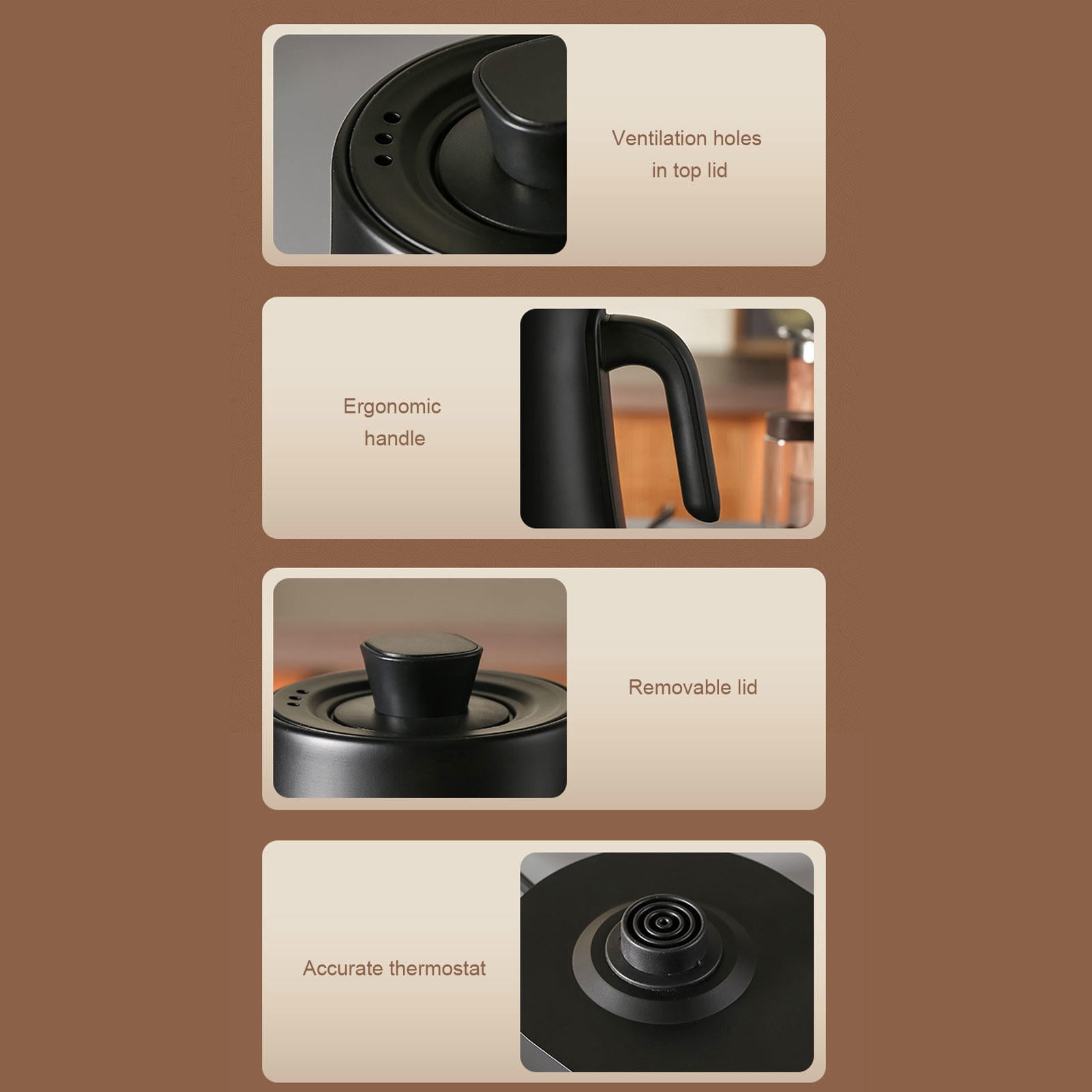 LAZIOEGR 1000 ml Gooseneck Electric Kettle – LCD Touch Control, 45‑100 °C Temperature, Fast 3‑5 min Boil, Auto Shut‑Off, 110 V US Plug