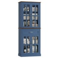 thumbnail image 4 of Homfa 71" Tall Bathroom Cabinet with Glass Doors, Freestanding Linen Cabinet with Drawer & Adjustable Shelves, Blue, 4 of 7