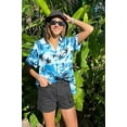thumbnail image 5 of MOUSYA Women Hawaiian Shirt Soft Cool Summer Hawaii Tshirts Beach Tropic Print V Neck Button up Tops Floral Short Sleeve Tops, 5 of 8