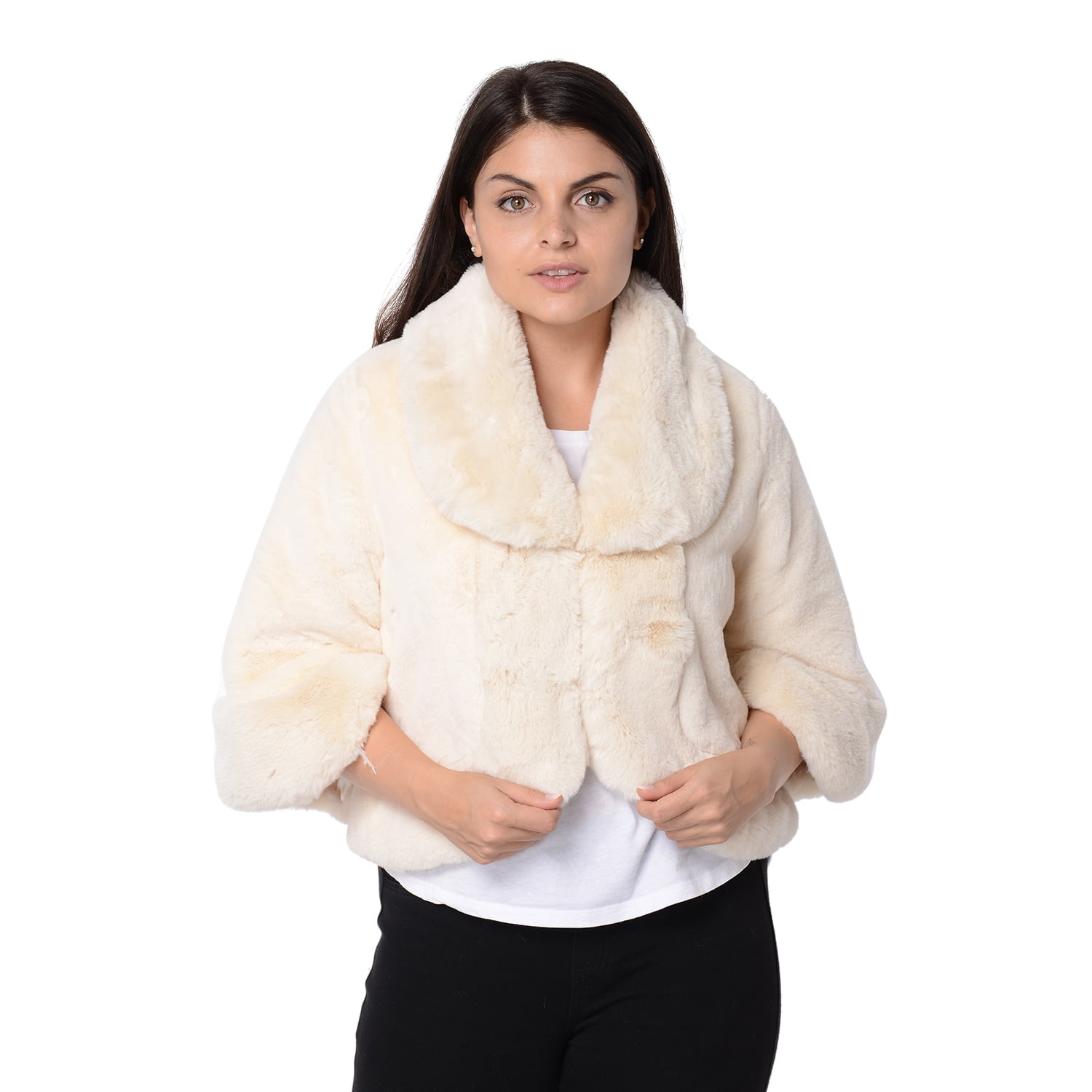 womens white faux fur coat
