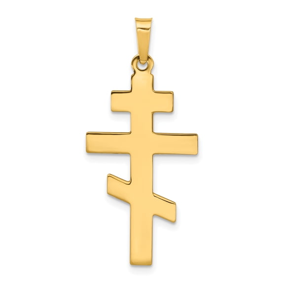 14k Yellow Gold Solid Eastern Orthodox Cross Charm Pendant